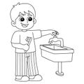 Boy Conserving Water Isolated Coloring Page