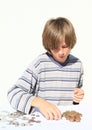 Boy counting money Royalty Free Stock Photo