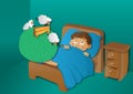 Boy counting sheep in bed Royalty Free Stock Photo