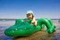 Boy with crocodile Royalty Free Stock Photo