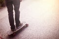 Boy cruising on a longboard Royalty Free Stock Photo