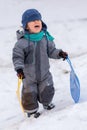 Boy Cry on The Snow. Sad little boy Royalty Free Stock Photo