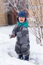 Boy Cry on The Snow. Sad little boy Royalty Free Stock Photo