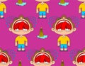 Boy crying open mouth pattern seamless. Child tantrum background