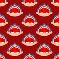 Boy crying open mouth pattern seamless. Child tantrum background