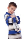 Boy cuddle toy, isolation Royalty Free Stock Photo