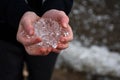 Hands Holding Clear Melting Ice Royalty Free Stock Photo