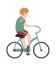 Boy cyclist. School child or teenager is riding sport bicycle isolated vector image