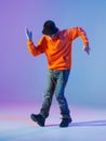 Boy dancing contemporary dance in studio. Breakdancing. Royalty Free Stock Photo