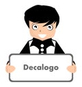 Boy with decalogue sign, italian, rules, isolated. Royalty Free Stock Photo