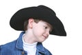 Boy in Denim Jacket and Black Cowboy Hat Royalty Free Stock Photo