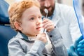 Boy with dentist at the dental office Royalty Free Stock Photo