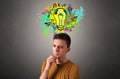Boy with design thinking concept Royalty Free Stock Photo