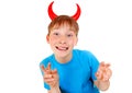 Boy with Devil Horns Royalty Free Stock Photo