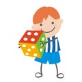 Boy with dice, cute vector illustration Royalty Free Stock Photo