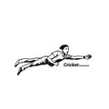 Boy diving for the cricketball catch vector illustration.