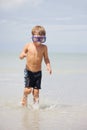Boy in diving mask on sea background Royalty Free Stock Photo