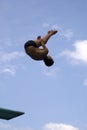 Boy diving in pool-1 Royalty Free Stock Photo