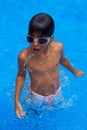 Boy diving in pool