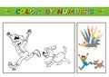 Boy and dog, coloring book, color by numbers. eps.