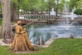 Boy and Dog Fishing Sculpture at Theta Pond