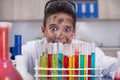 Boy doing experiments in the laboratory