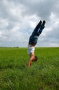 Boy doing handstand Royalty Free Stock Photo