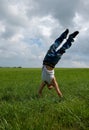 Boy doing handstand Royalty Free Stock Photo