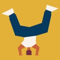 Boy doing headstand dancing breakdance