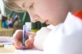 Boy doing homework Royalty Free Stock Photo