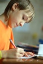 Boy is doing homework Royalty Free Stock Photo