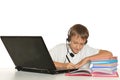 Boy is doing homework Royalty Free Stock Photo