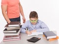 Boy doing homework at the table Royalty Free Stock Photo