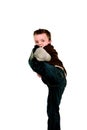 Boy doing karate kick Royalty Free Stock Photo