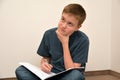 Boy doing maths homework Royalty Free Stock Photo