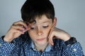 Boy doing maths homework Royalty Free Stock Photo