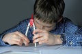 Boy doing maths school homework Royalty Free Stock Photo