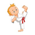 The boy is doing the sport and playing the karate Royalty Free Stock Photo