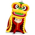 Boy with Dragon Dancing Royalty Free Stock Photo