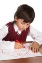 Boy drawing house Royalty Free Stock Photo