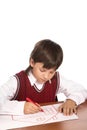 Boy drawing house Royalty Free Stock Photo