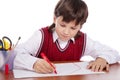 Boy drawing house Royalty Free Stock Photo