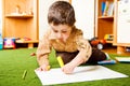 Boy drawing a picture Royalty Free Stock Photo