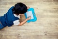 A boy is drawing a picture on art board Royalty Free Stock Photo