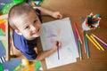 Boy, drawing a picture for fathers day