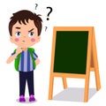 Boy drawing with question mark icon Royalty Free Stock Photo
