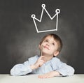Boy dreams of becoming head of state. Leadership and Success Concept Royalty Free Stock Photo