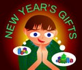 The boy dreams of New Year`s gifts. Royalty Free Stock Photo