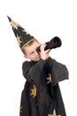 Boy dressed as astrologer. Isolated Royalty Free Stock Photo