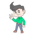 Boy is dressed handsomely, doodle icon image kawaii Royalty Free Stock Photo